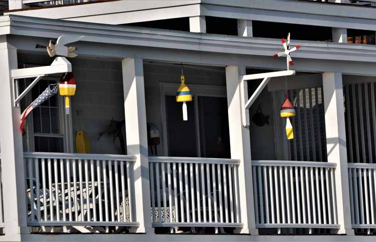 buoys on white porches